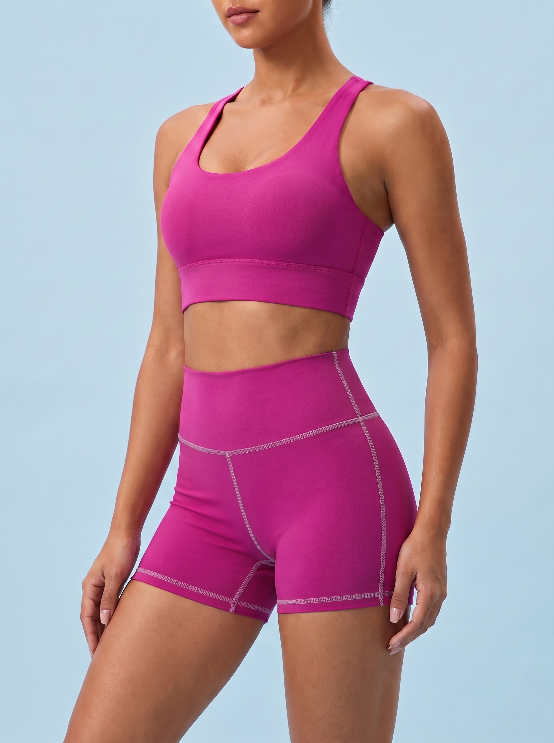 Longline Sports Bra in Magenta