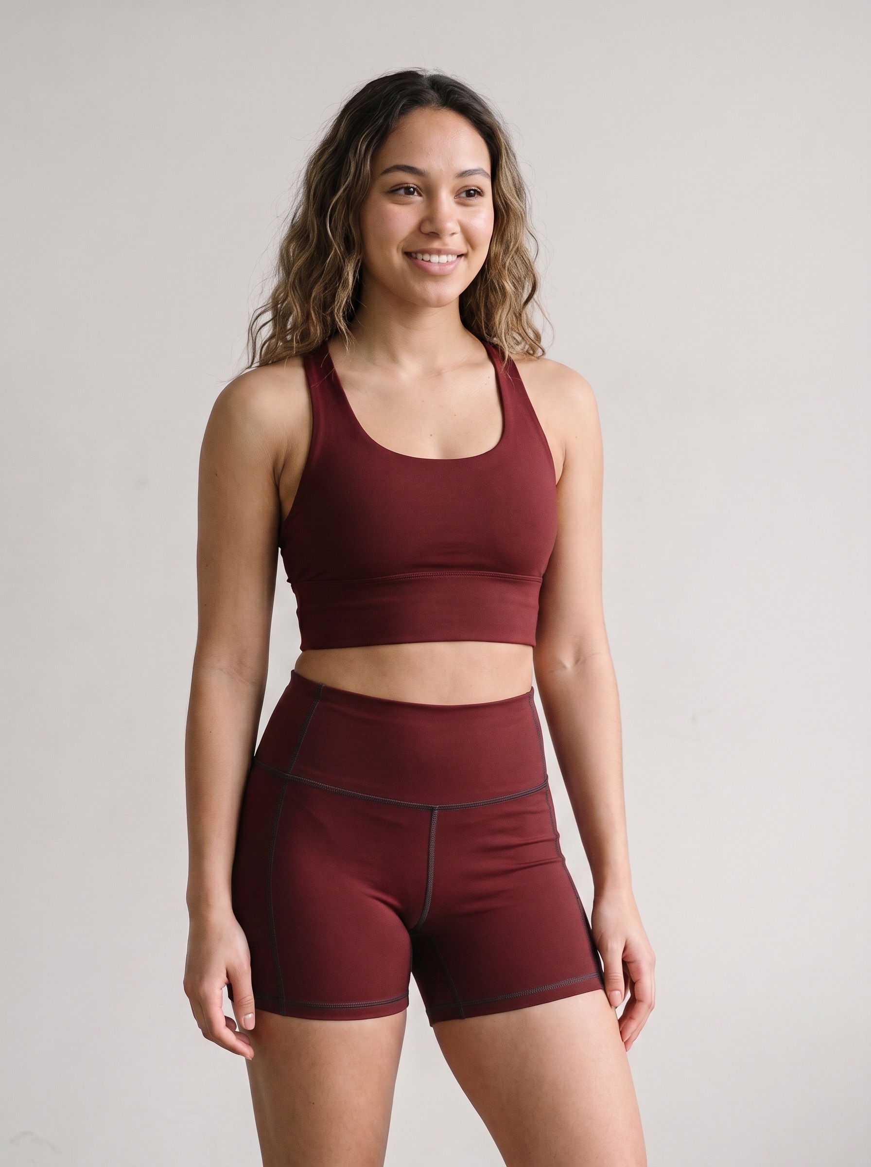 Longline Sports Bra in Maroon