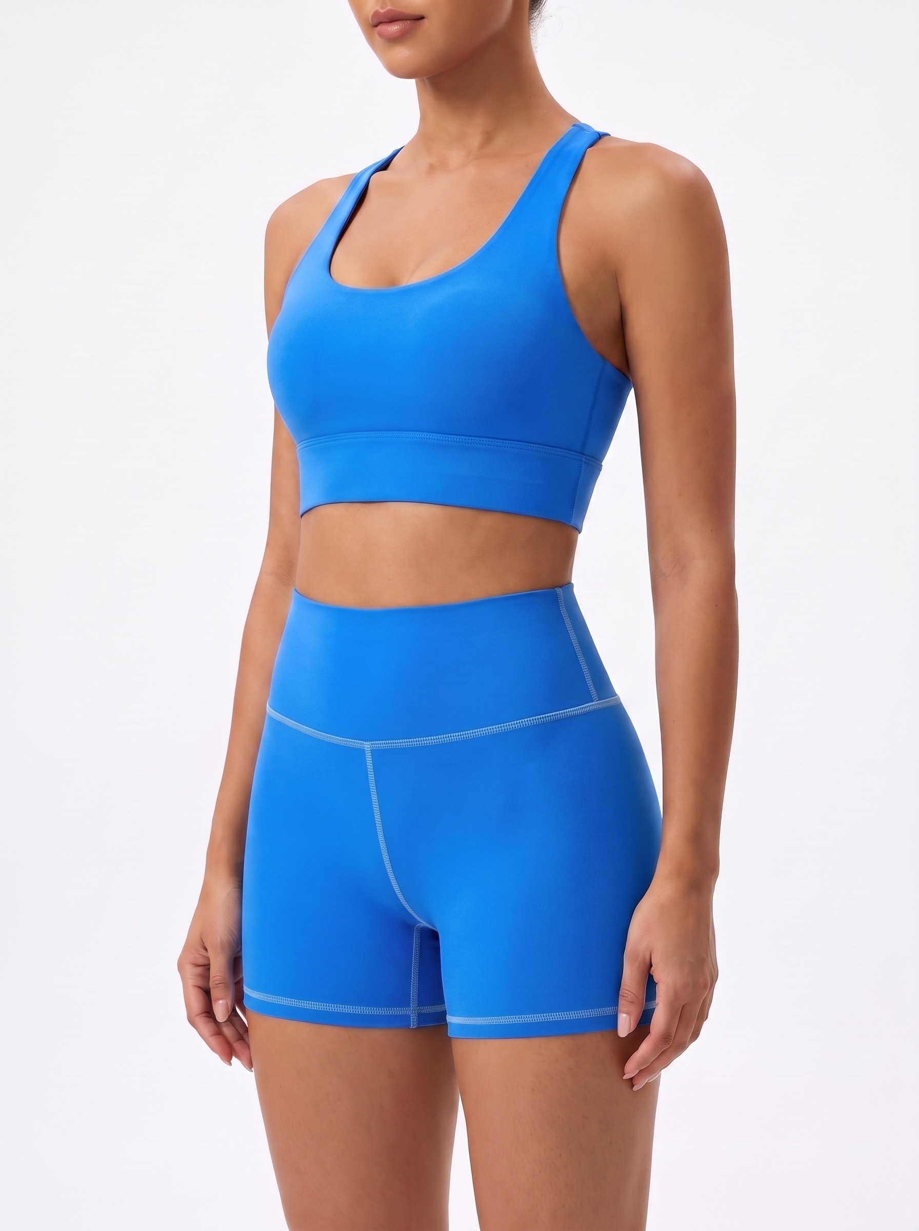 Longline Sports Bra in Mediterranean Blue