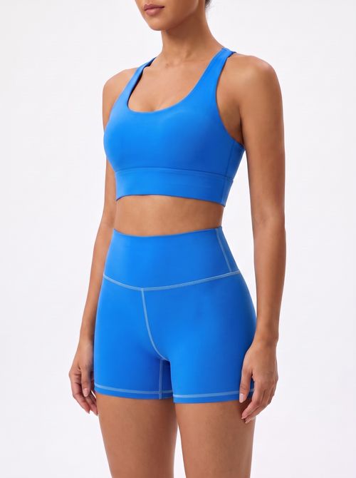 Mediterranean Blue Swim & Gym Bra Longline Sports Bra — Lolekai
