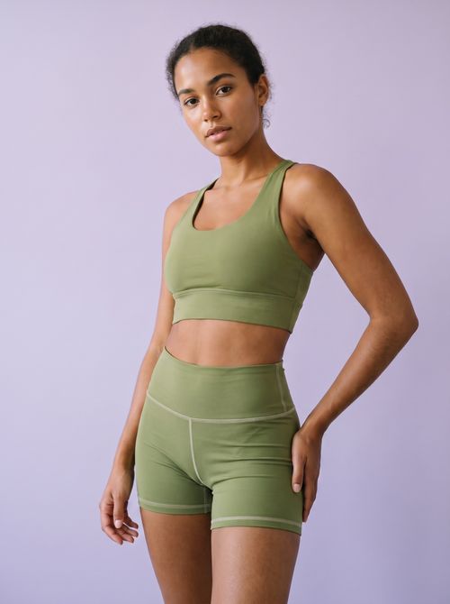 Moss Green Swim & Gym Bra Longline Sports Bra — Lolekai