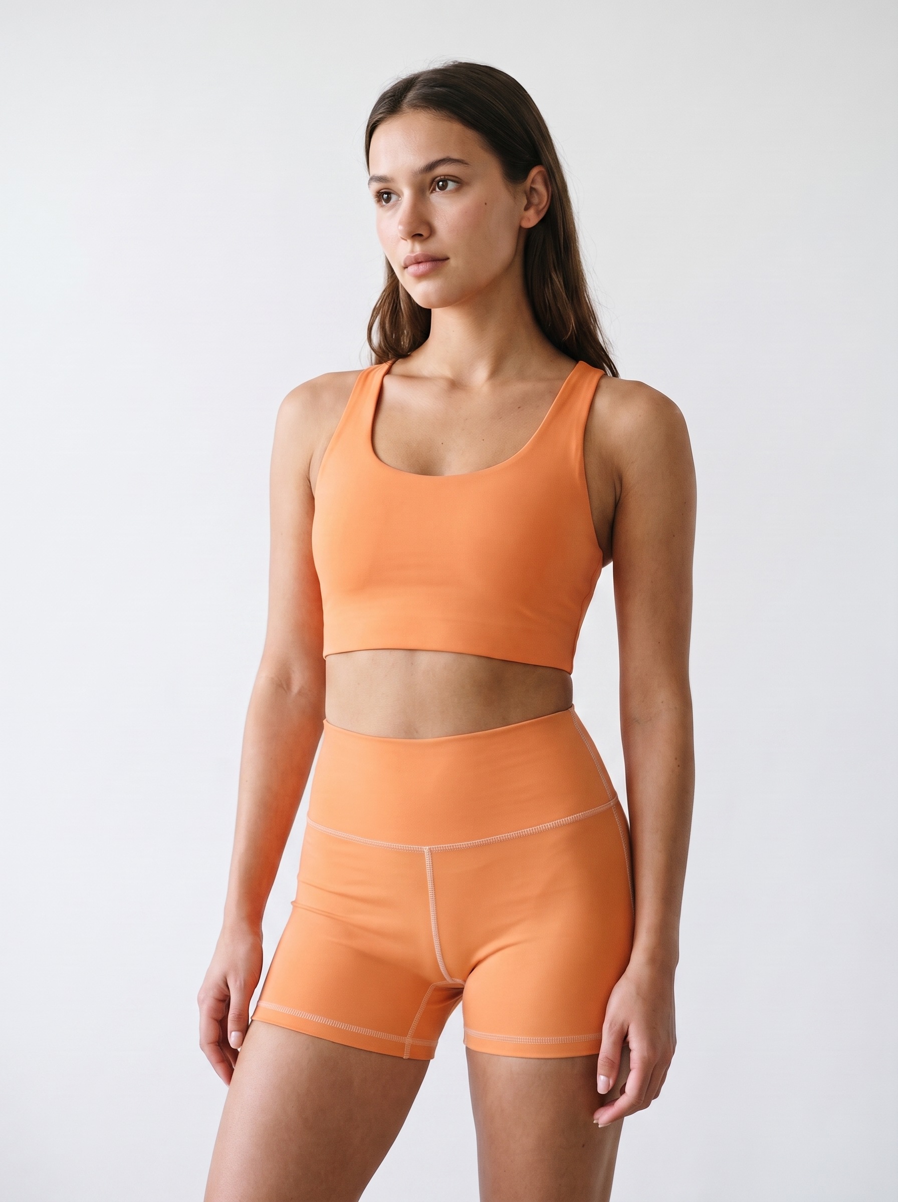 Longline Sports Bra in Muskmelon
