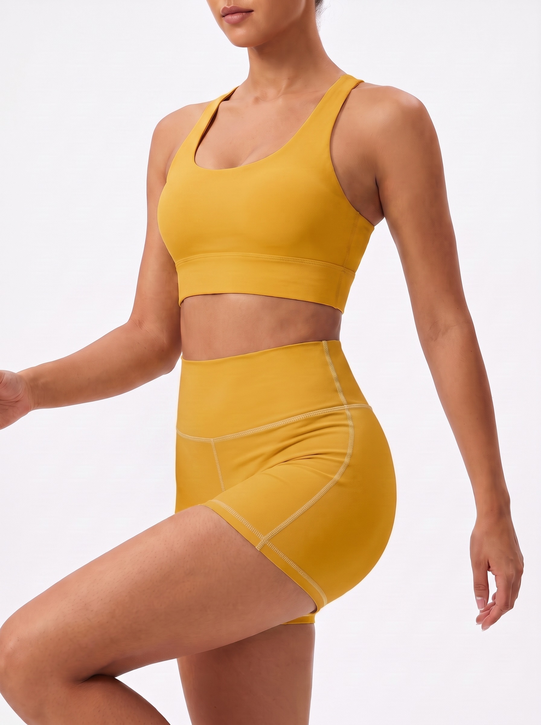 Longline Sports Bra in Mustard