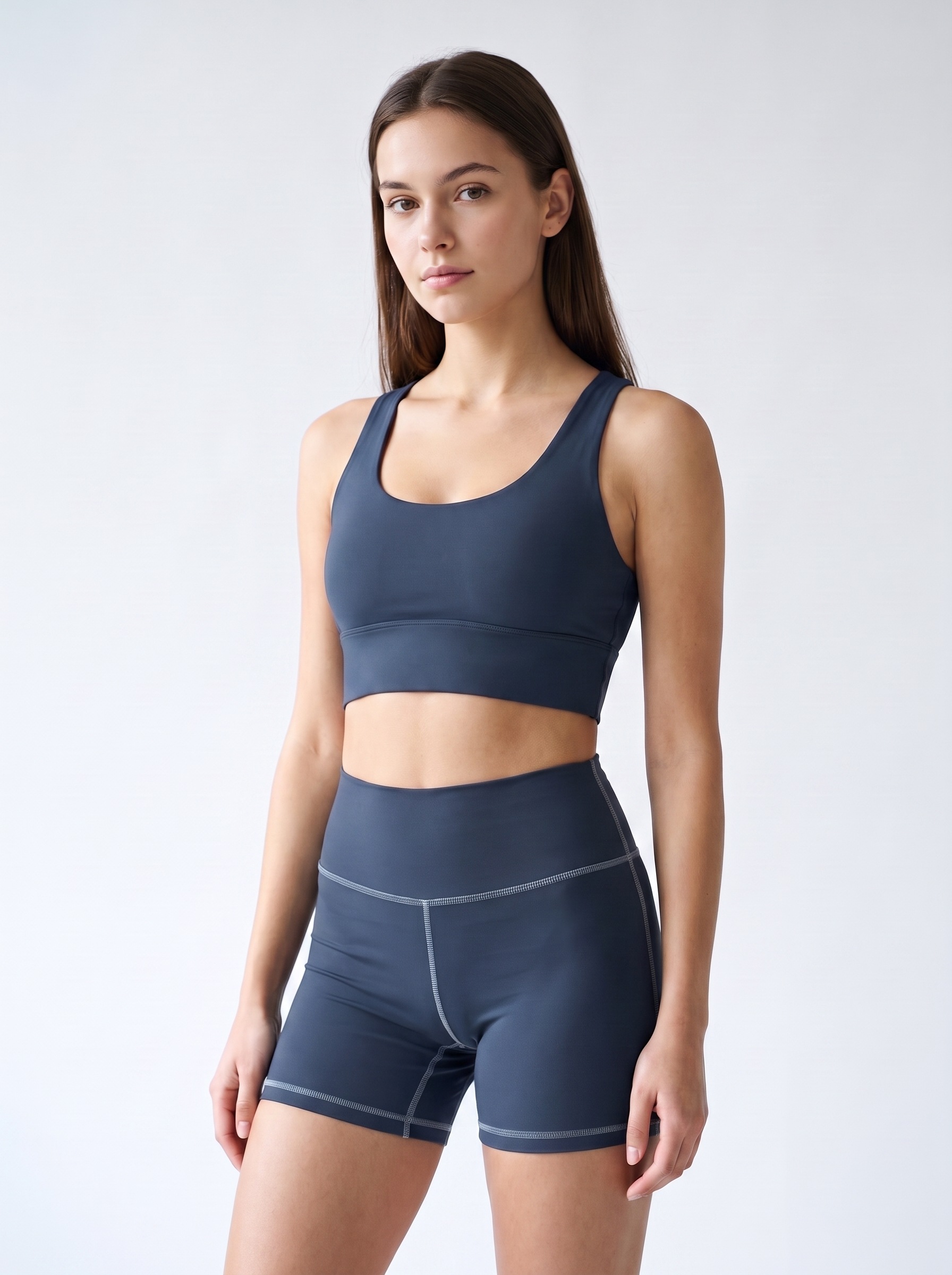 Longline Sports Bra in Naval