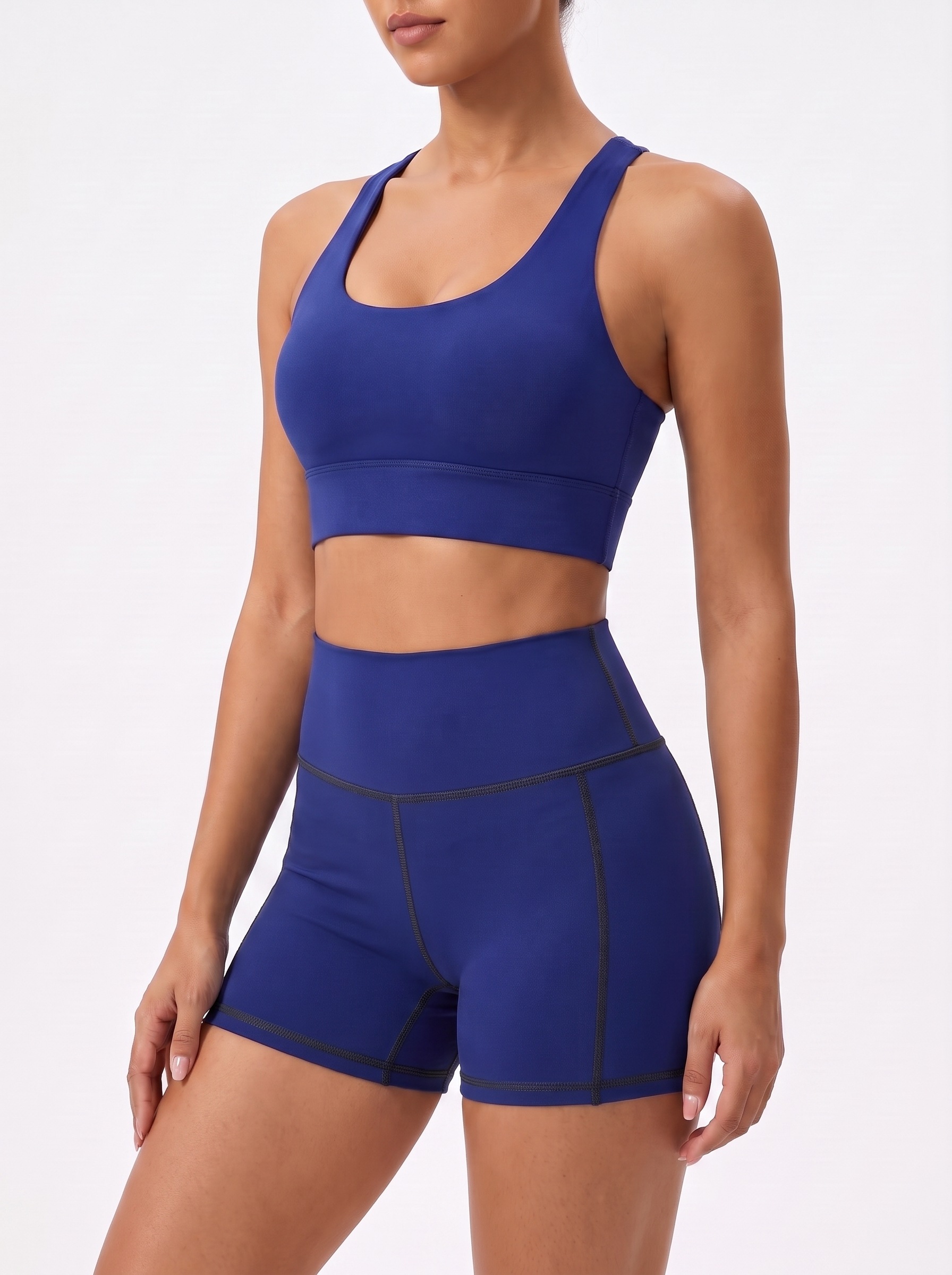 Longline Sports Bra in Navy