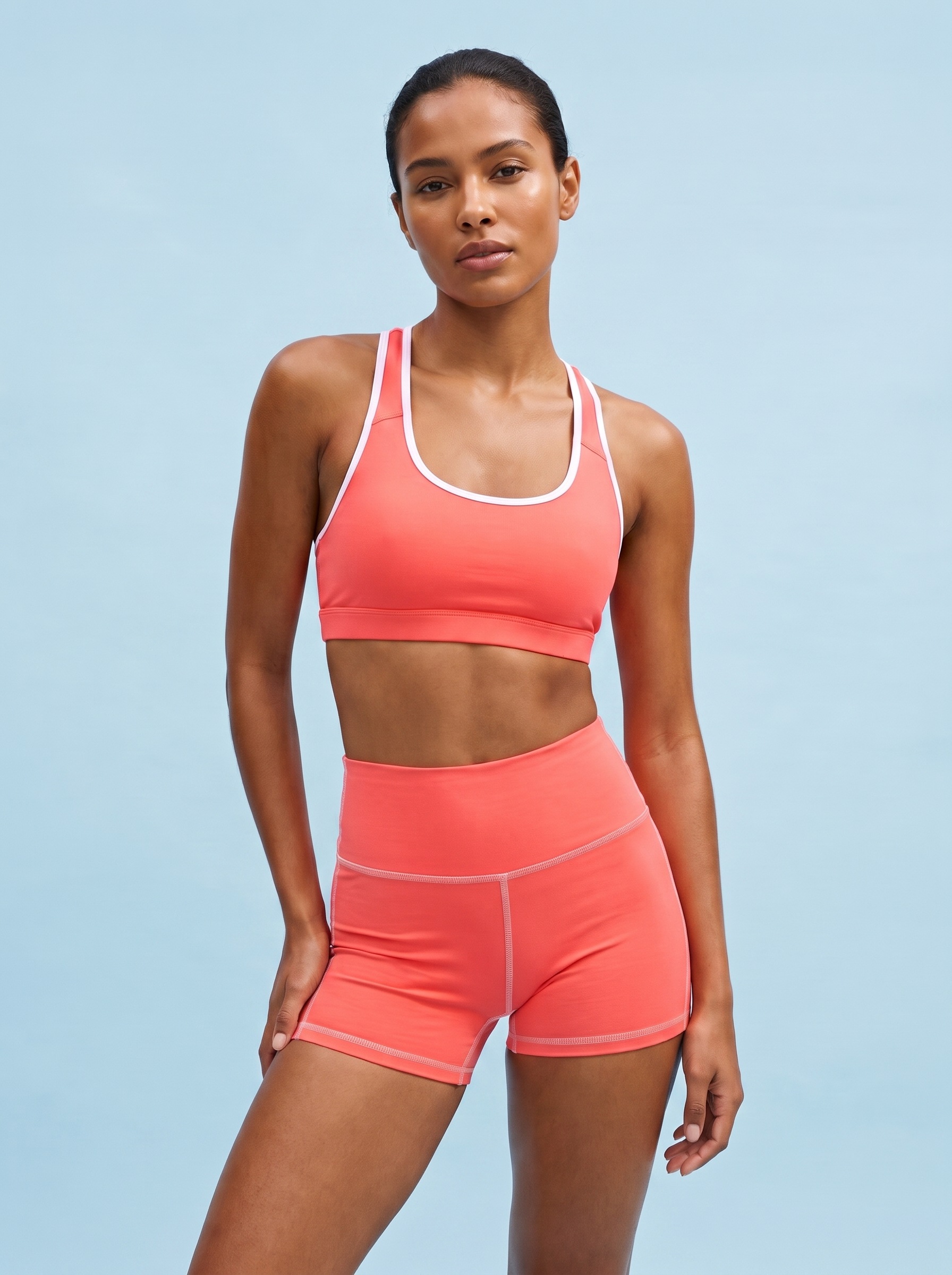 Yoga Shorts in Neon Coral