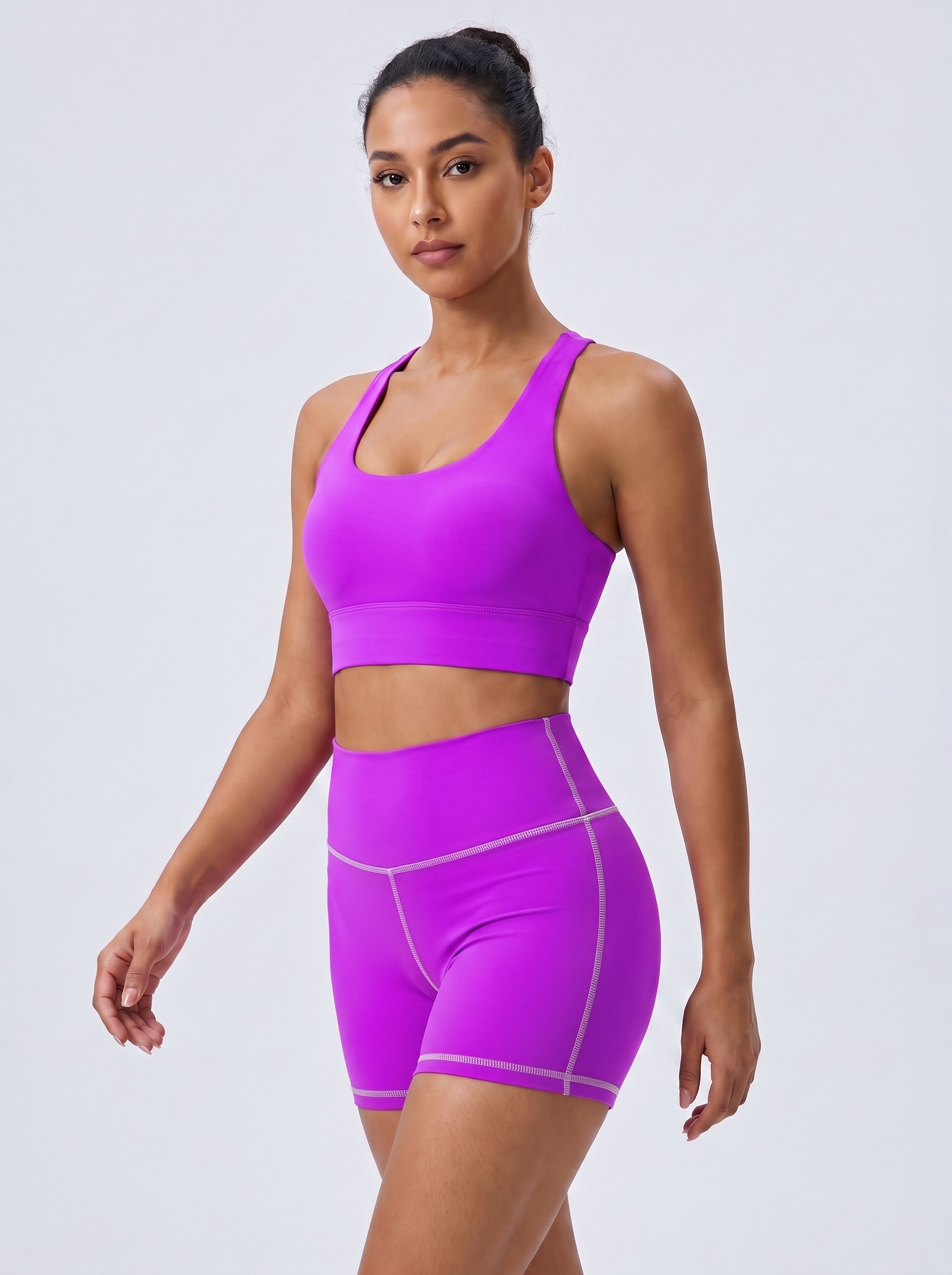 Longline Sports Bra in Neon Purple