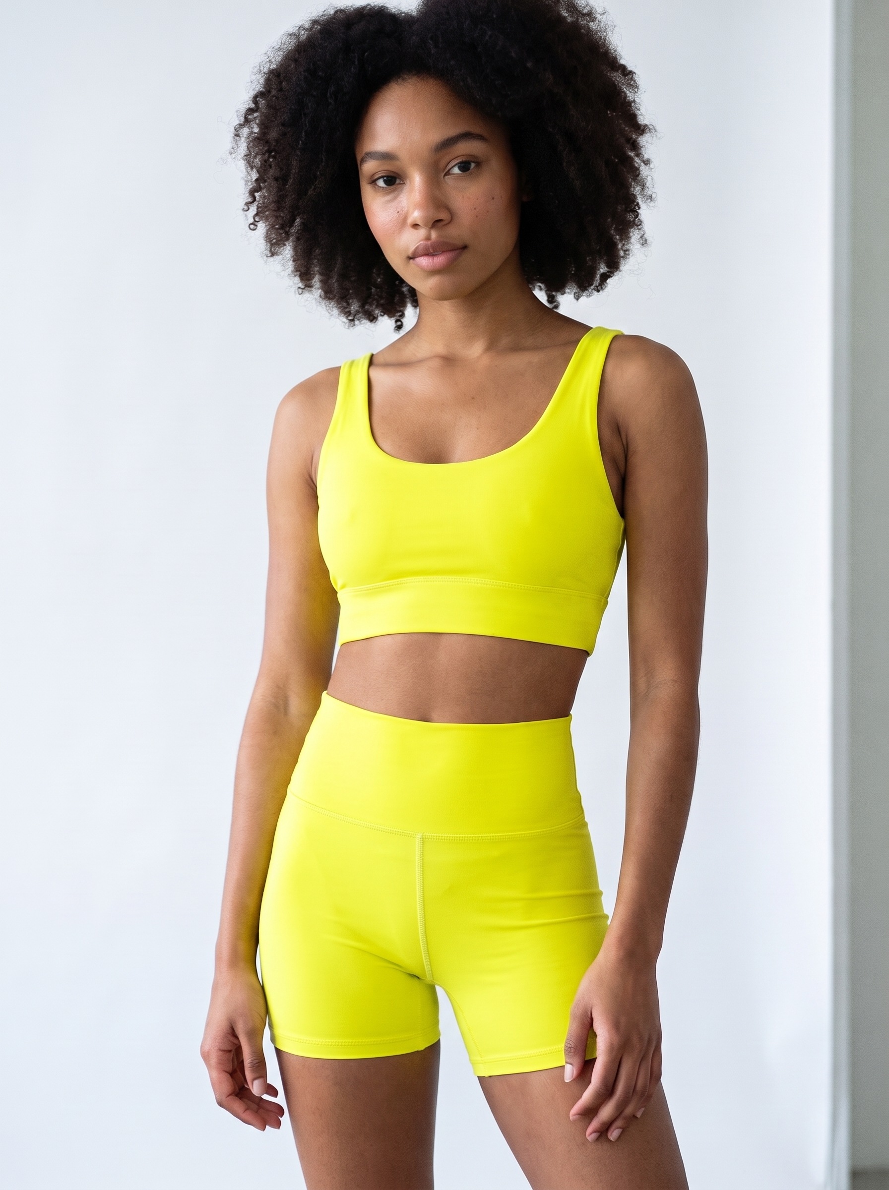 Longline Sports Bra in Neon Yellow