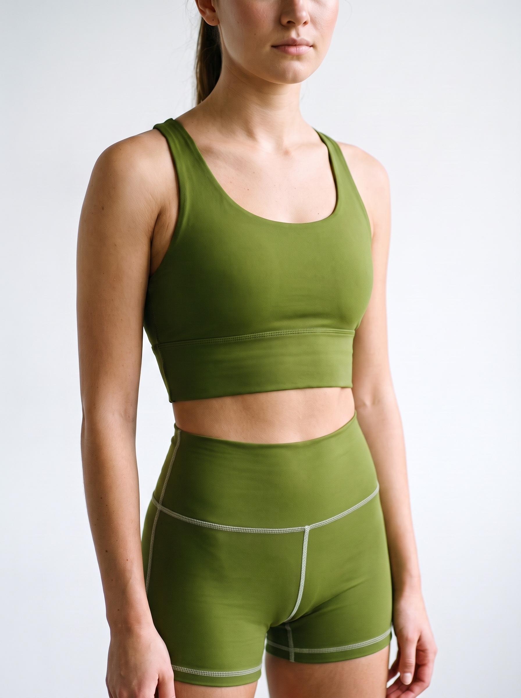 Longline Sports Bra in Olive Drab