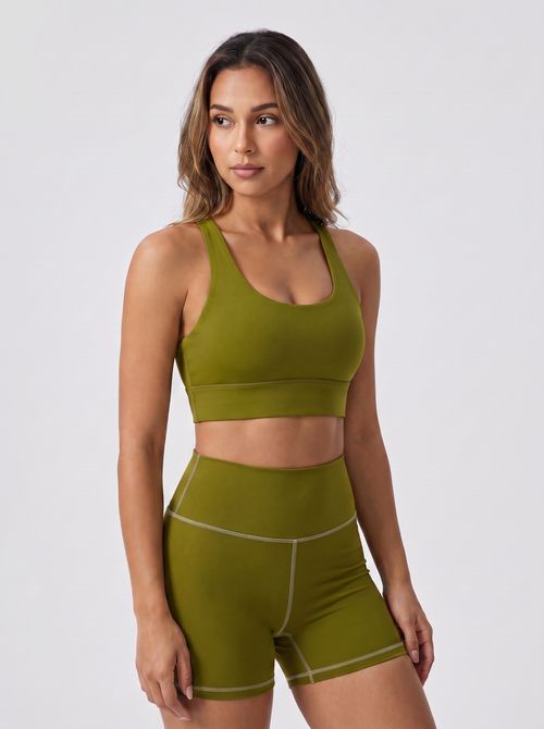Olive Longline Sports Bra Longline Sports Bra — Lolekai