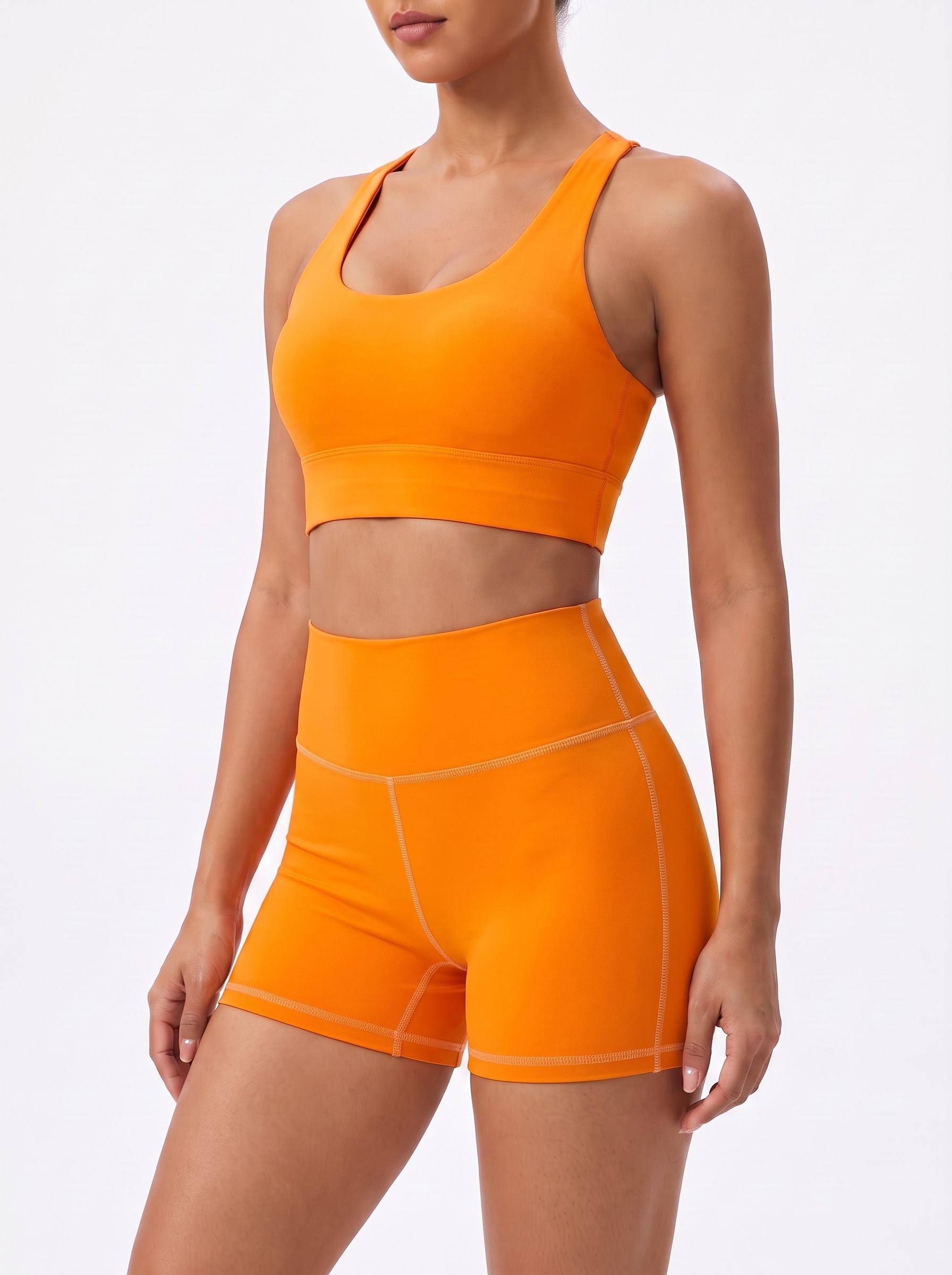 Longline Sports Bra in Orange