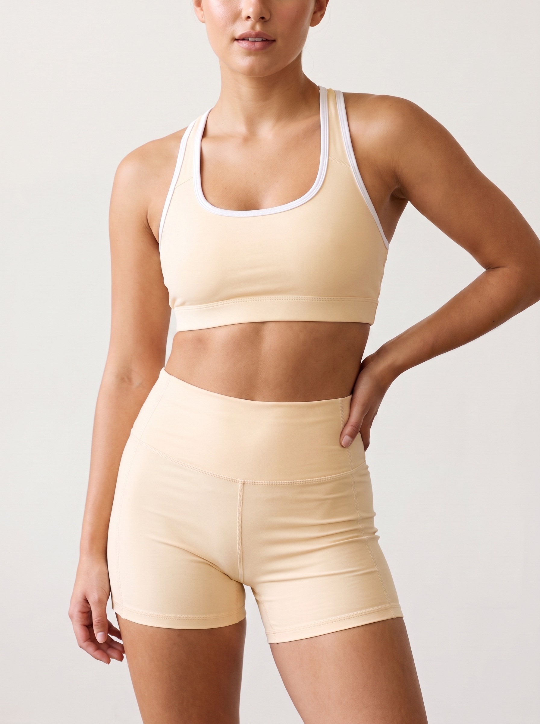 Yoga Shorts in Papaya Whip