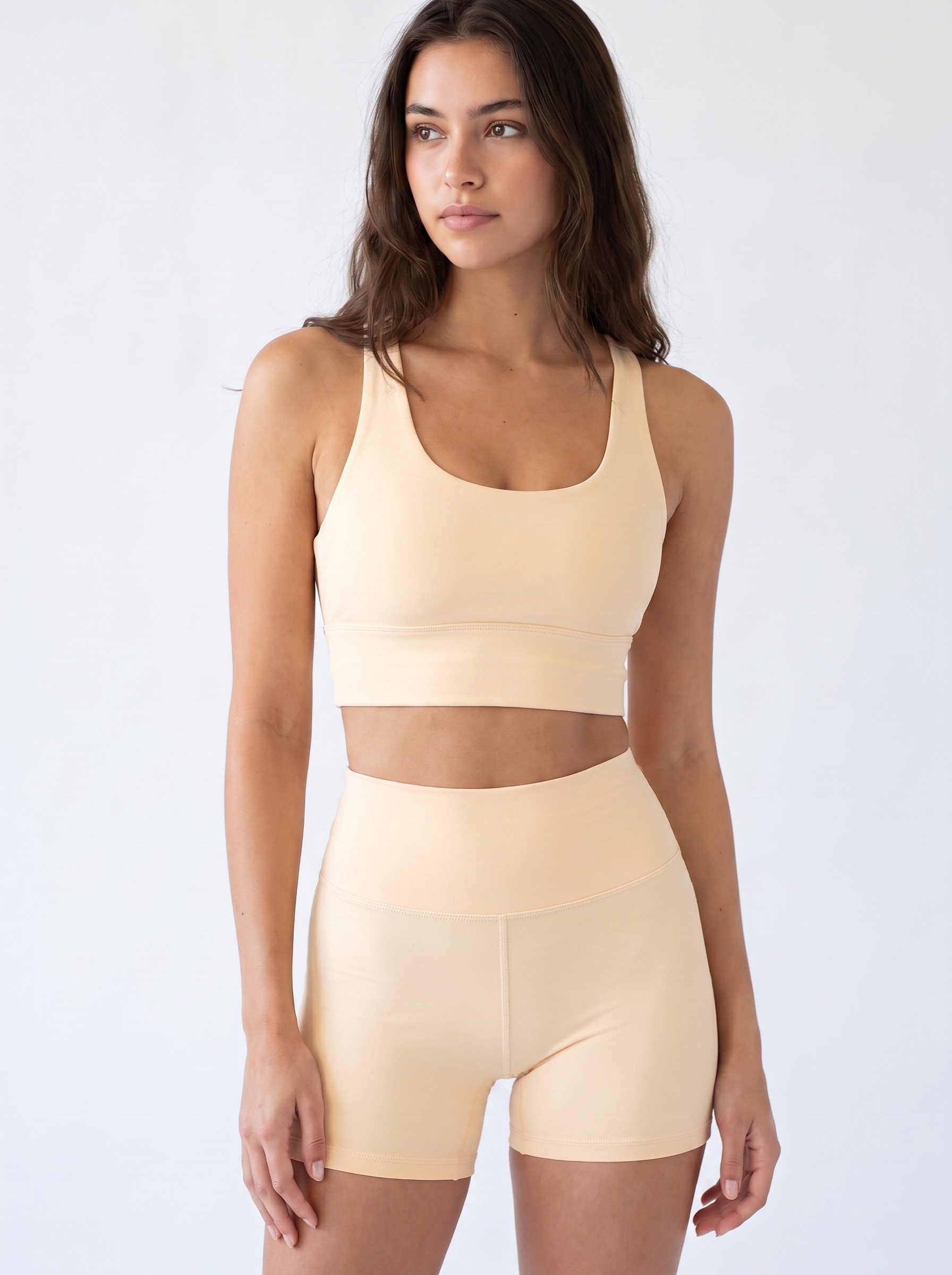 Longline Sports Bra in Papaya Whip