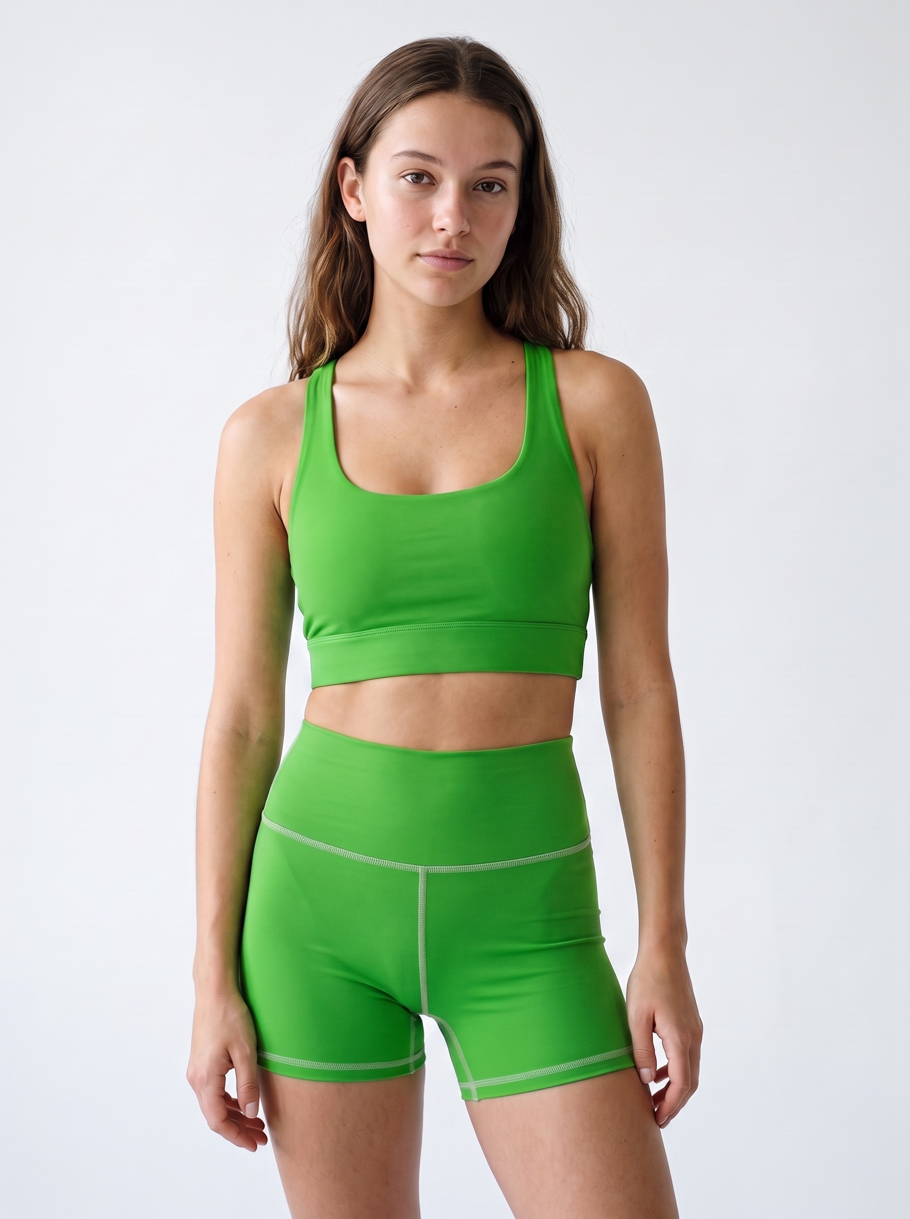 Longline Sports Bra in Parrot Green