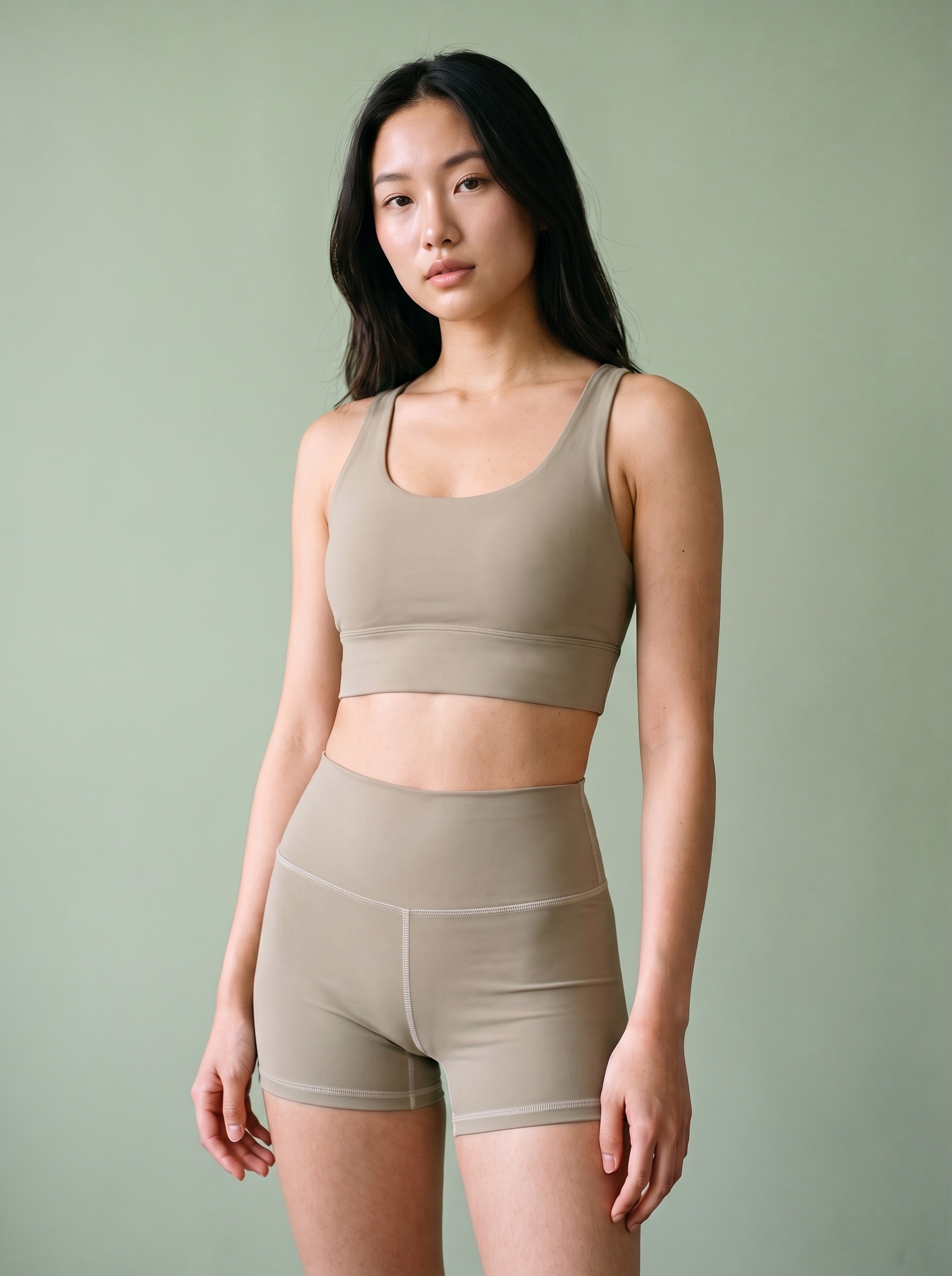 Longline Sports Bra in Pebble