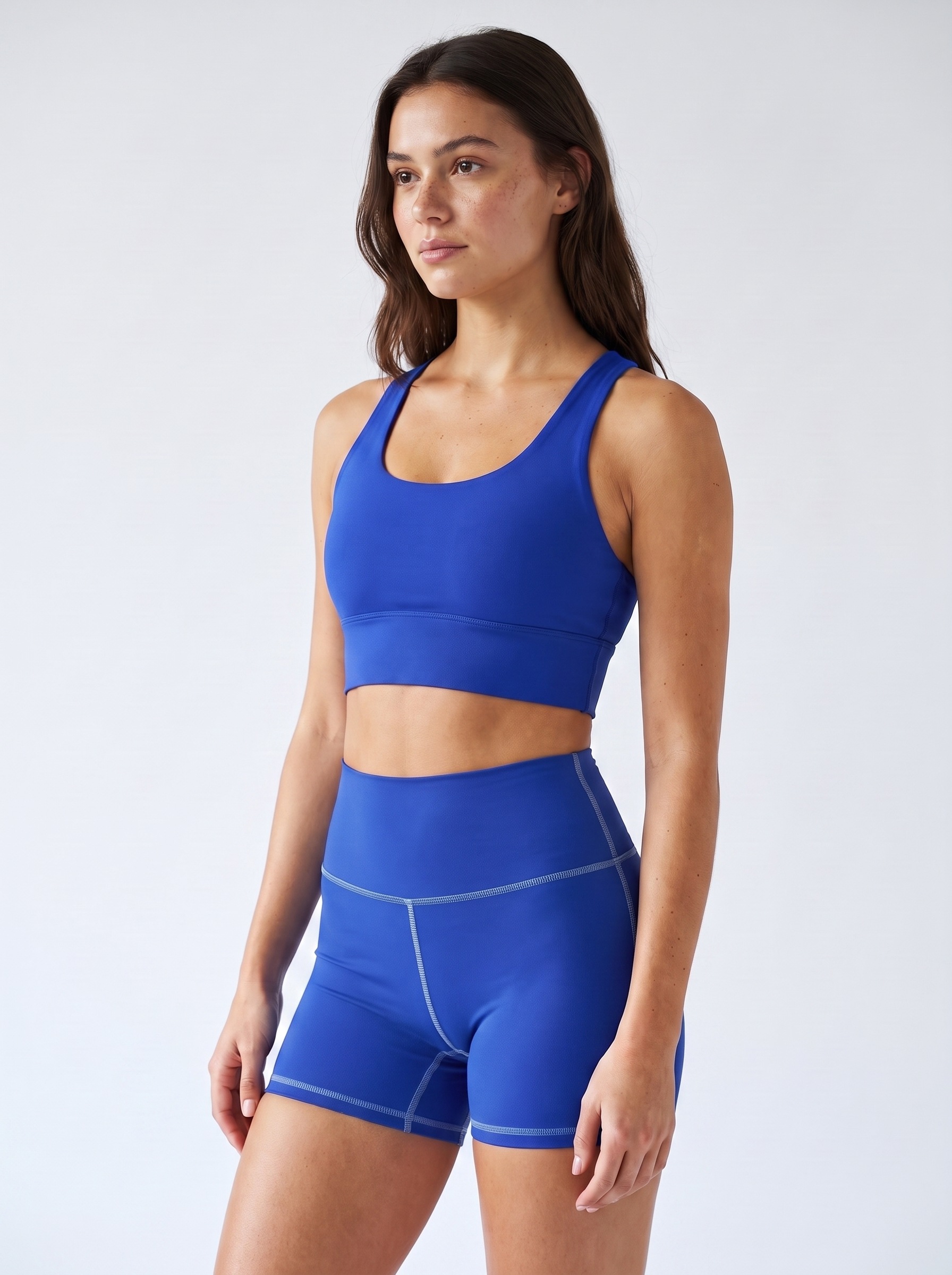 Longline Sports Bra in Persian Blue
