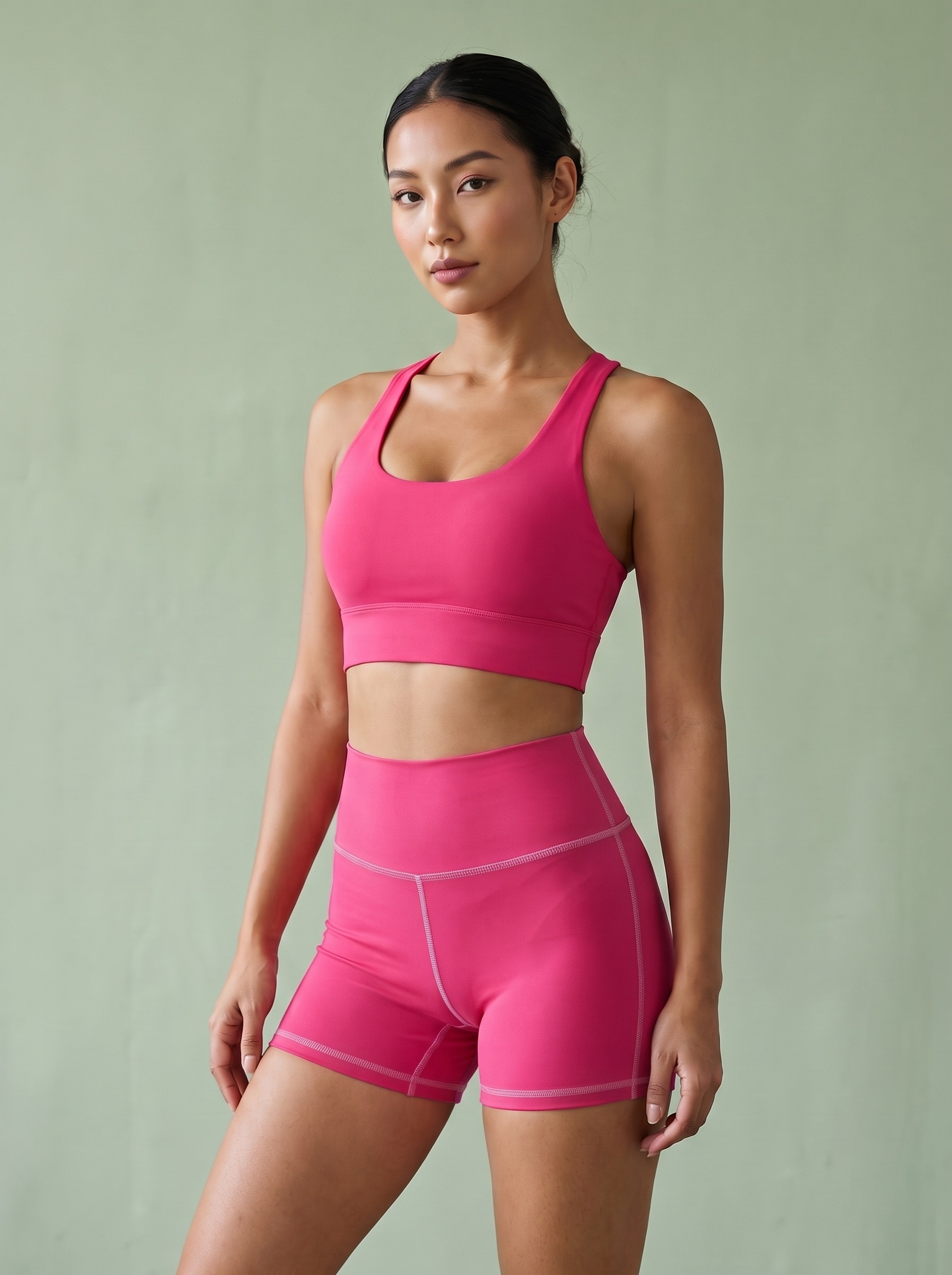 Longline Sports Bra in Pink