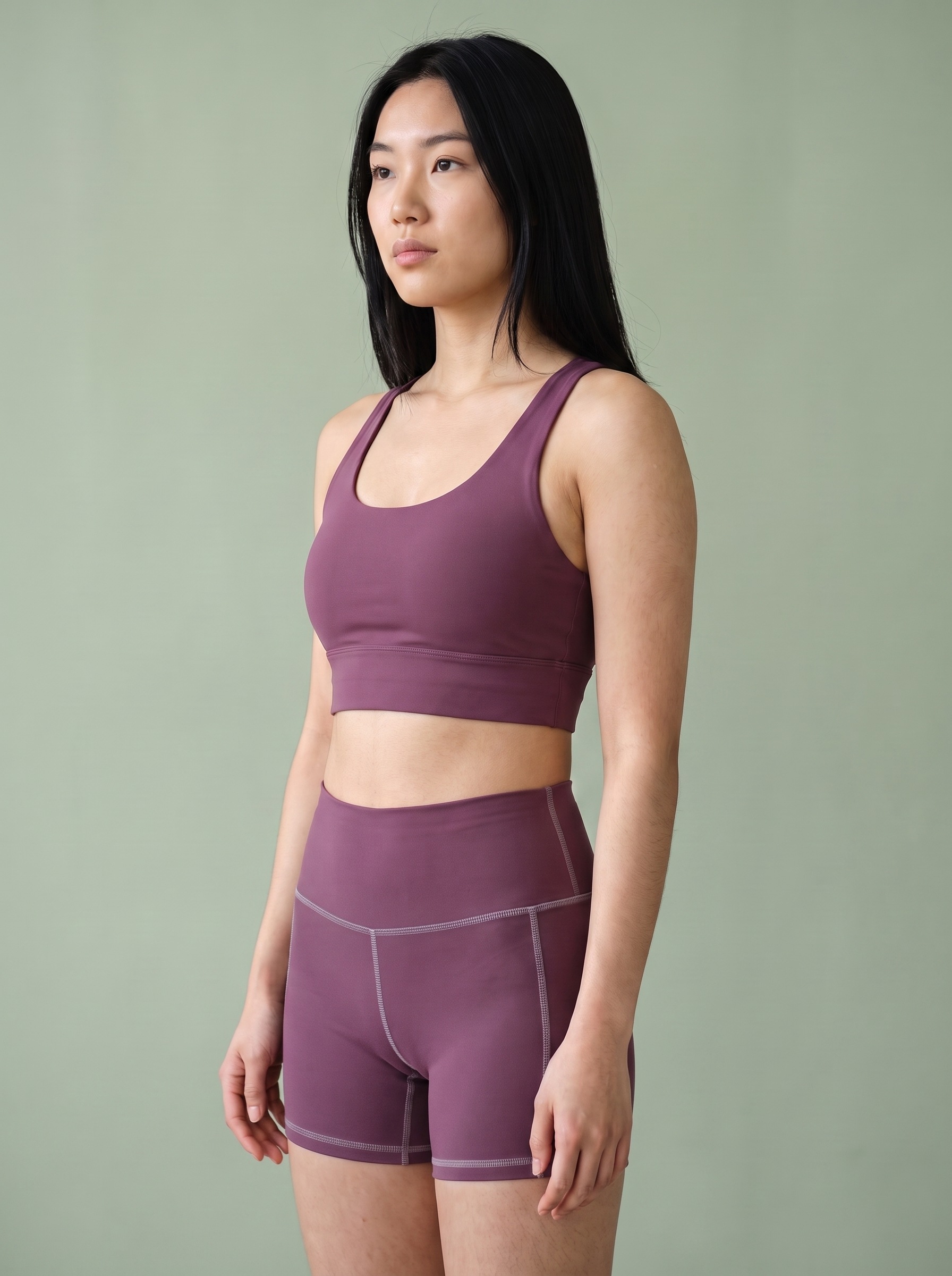 Longline Sports Bra in Plum
