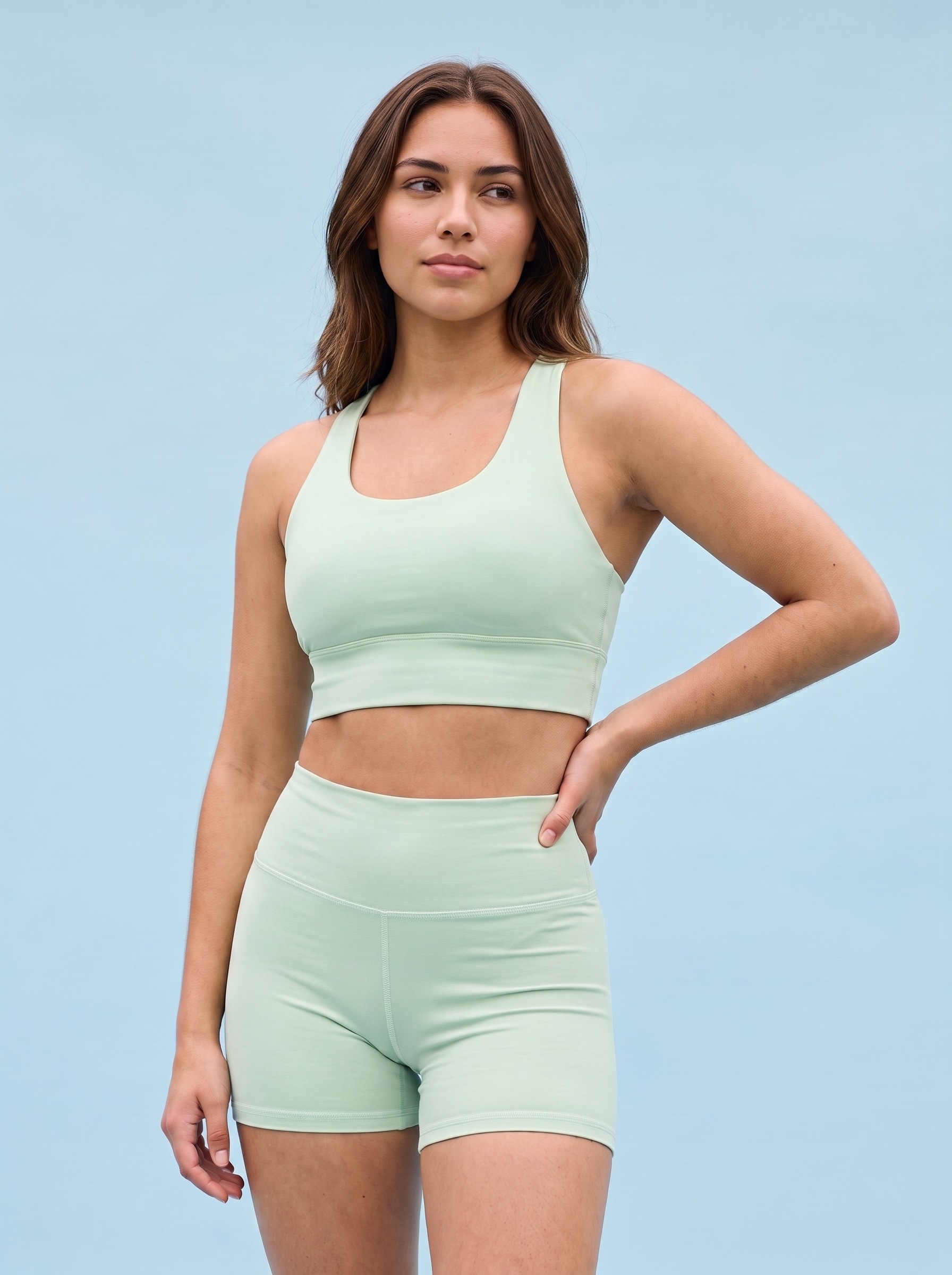 Longline Sports Bra in Powder Mint