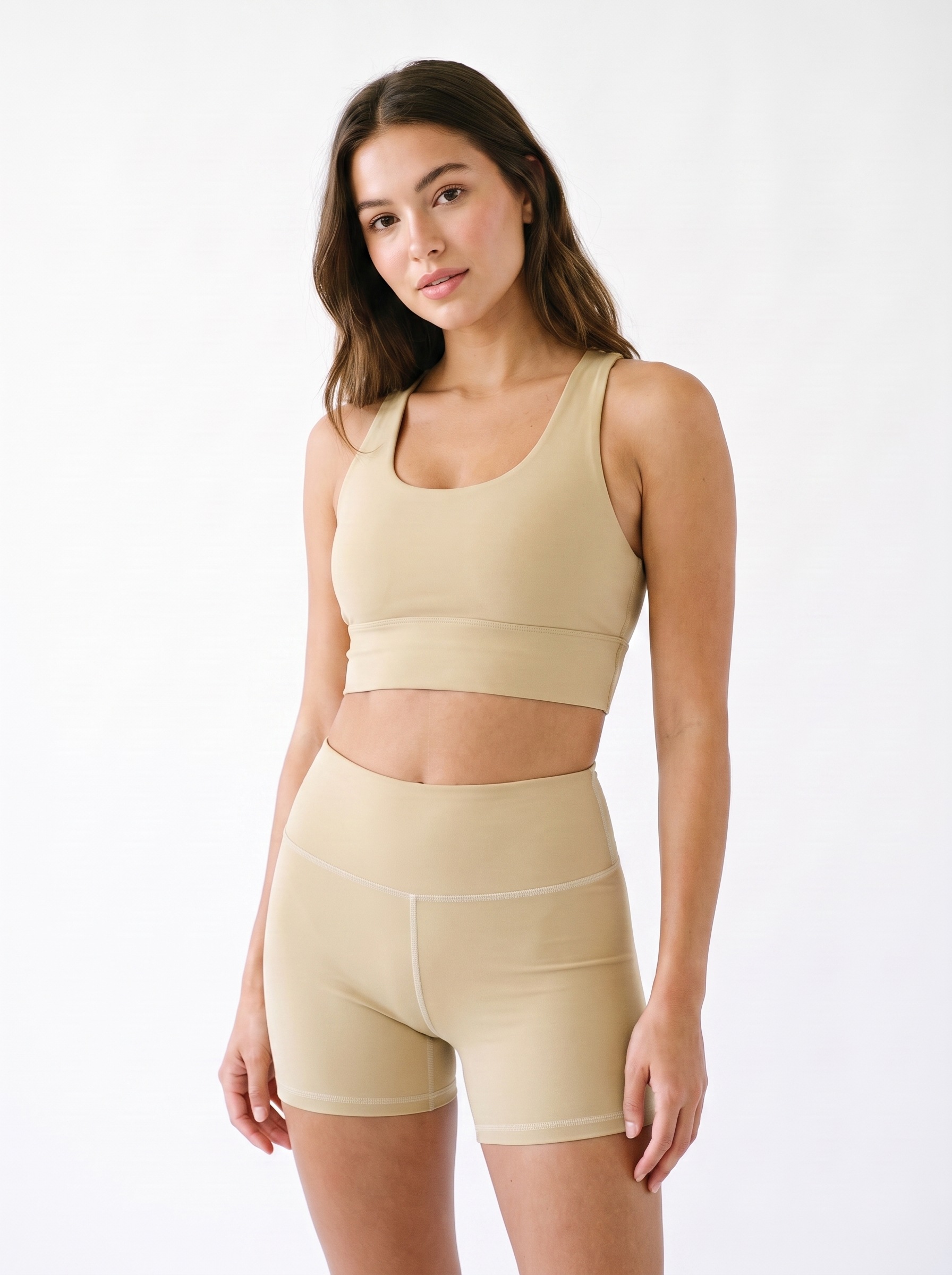 Longline Sports Bra in Raw Silk