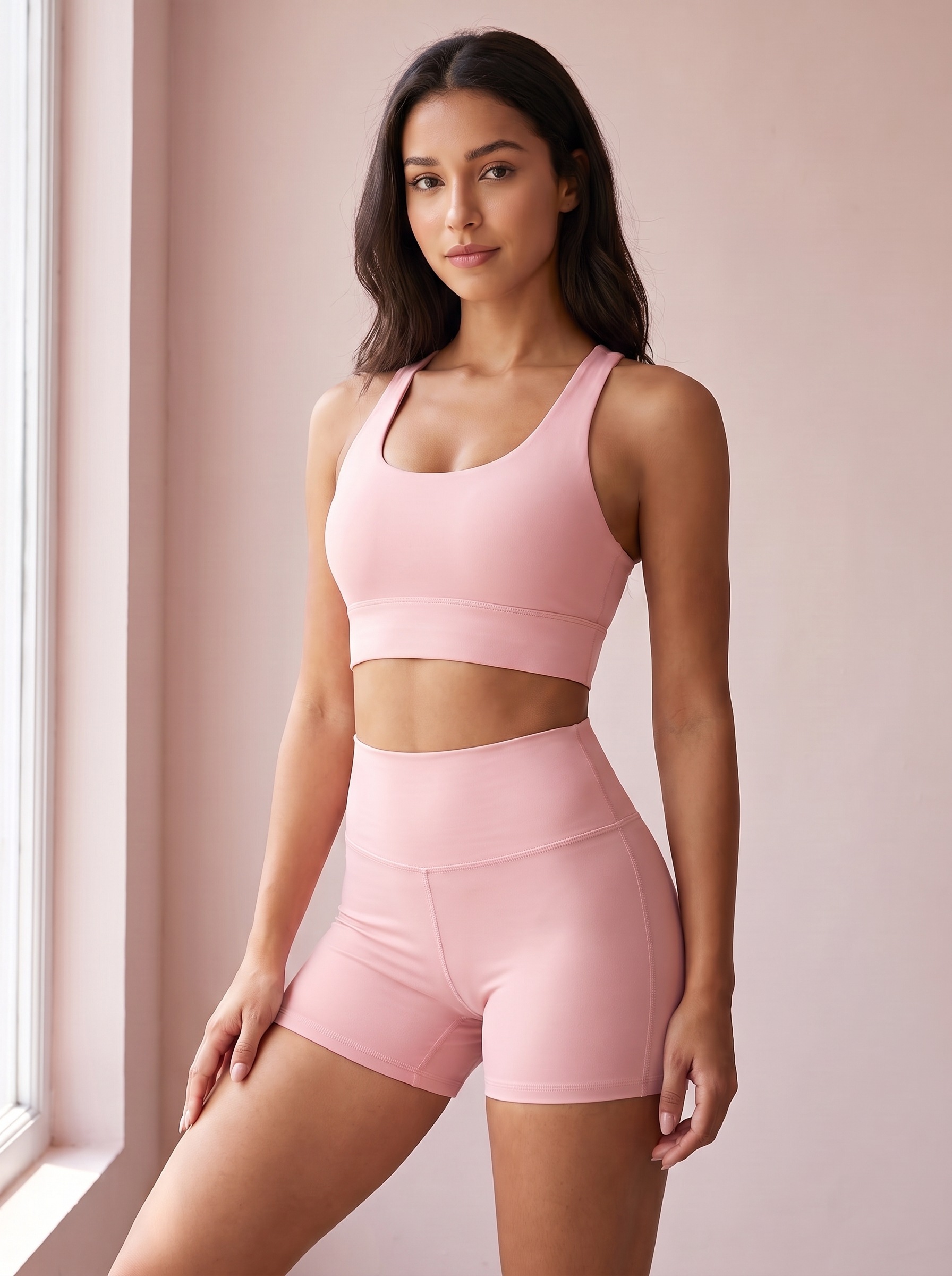 Longline Sports Bra in Rose Quartz