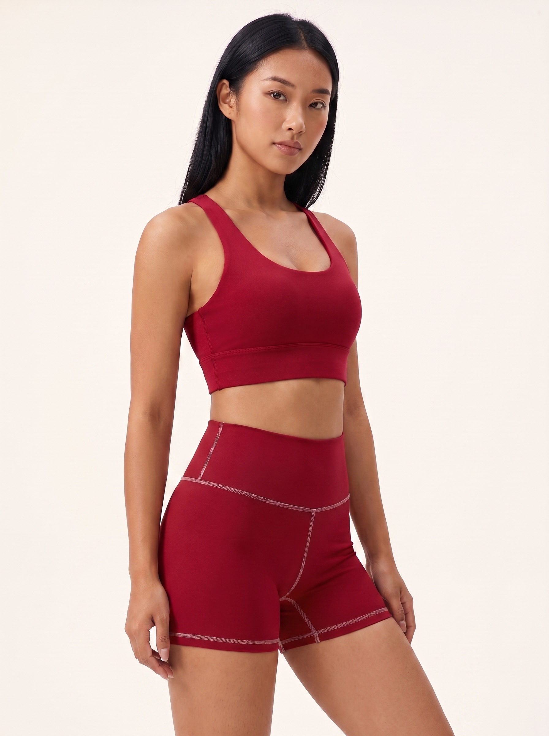 Longline Sports Bra in Ruby