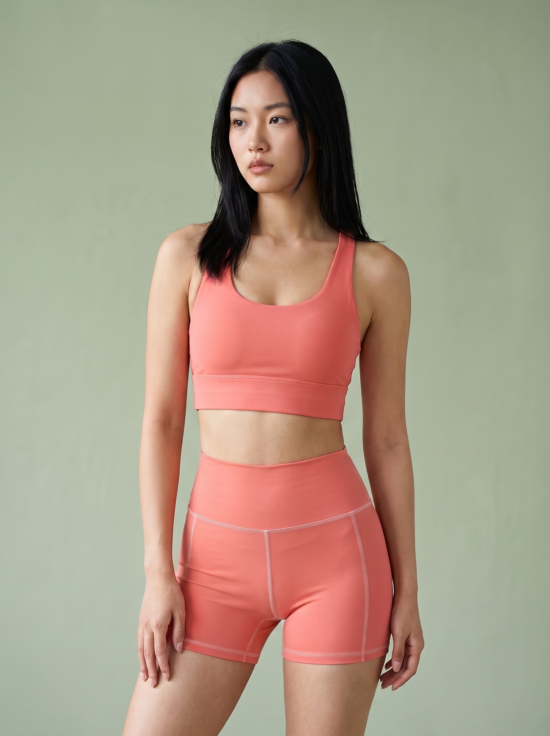 Longline Sports Bra in Salmon