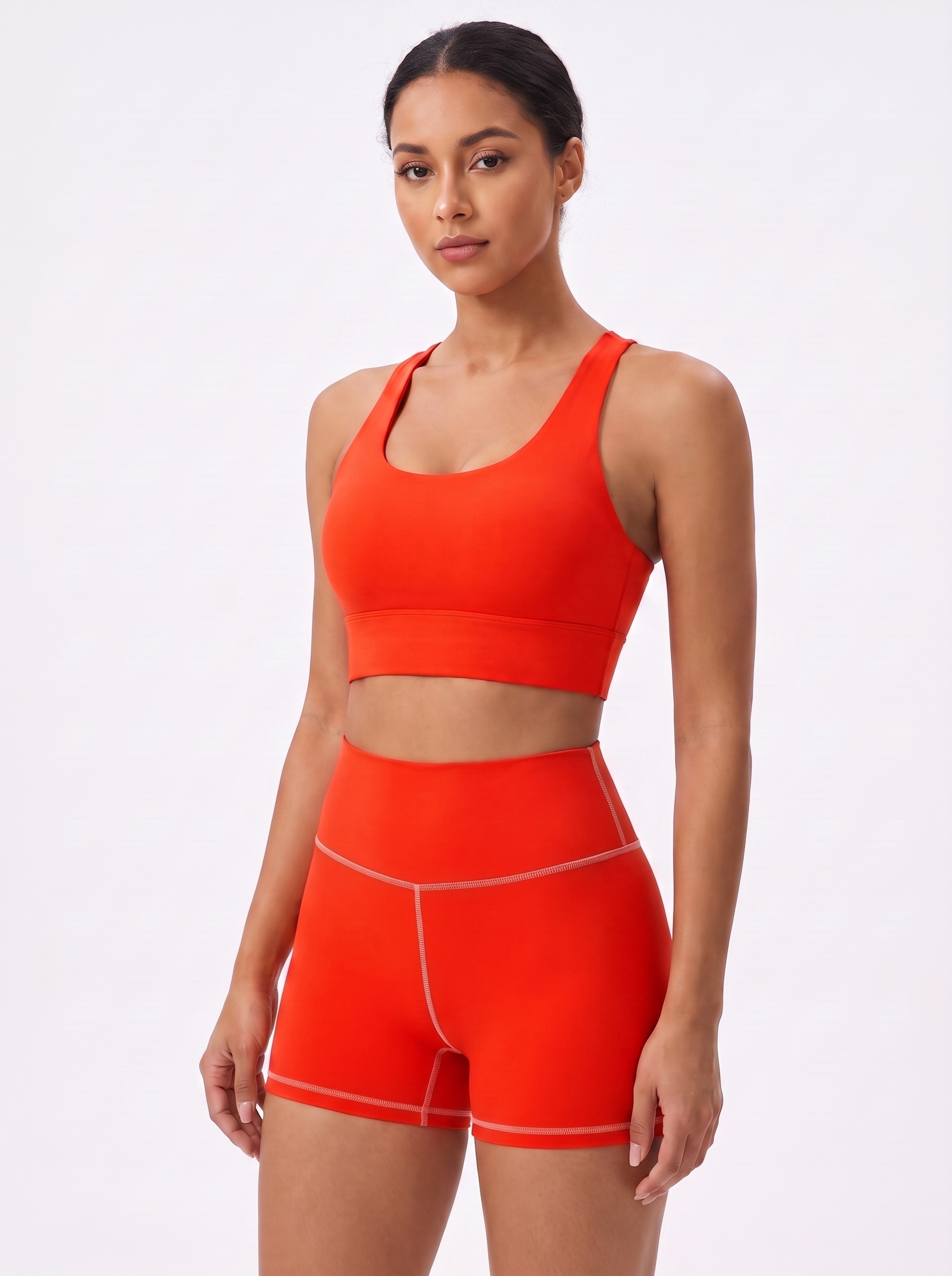 Longline Sports Bra in Scarlet