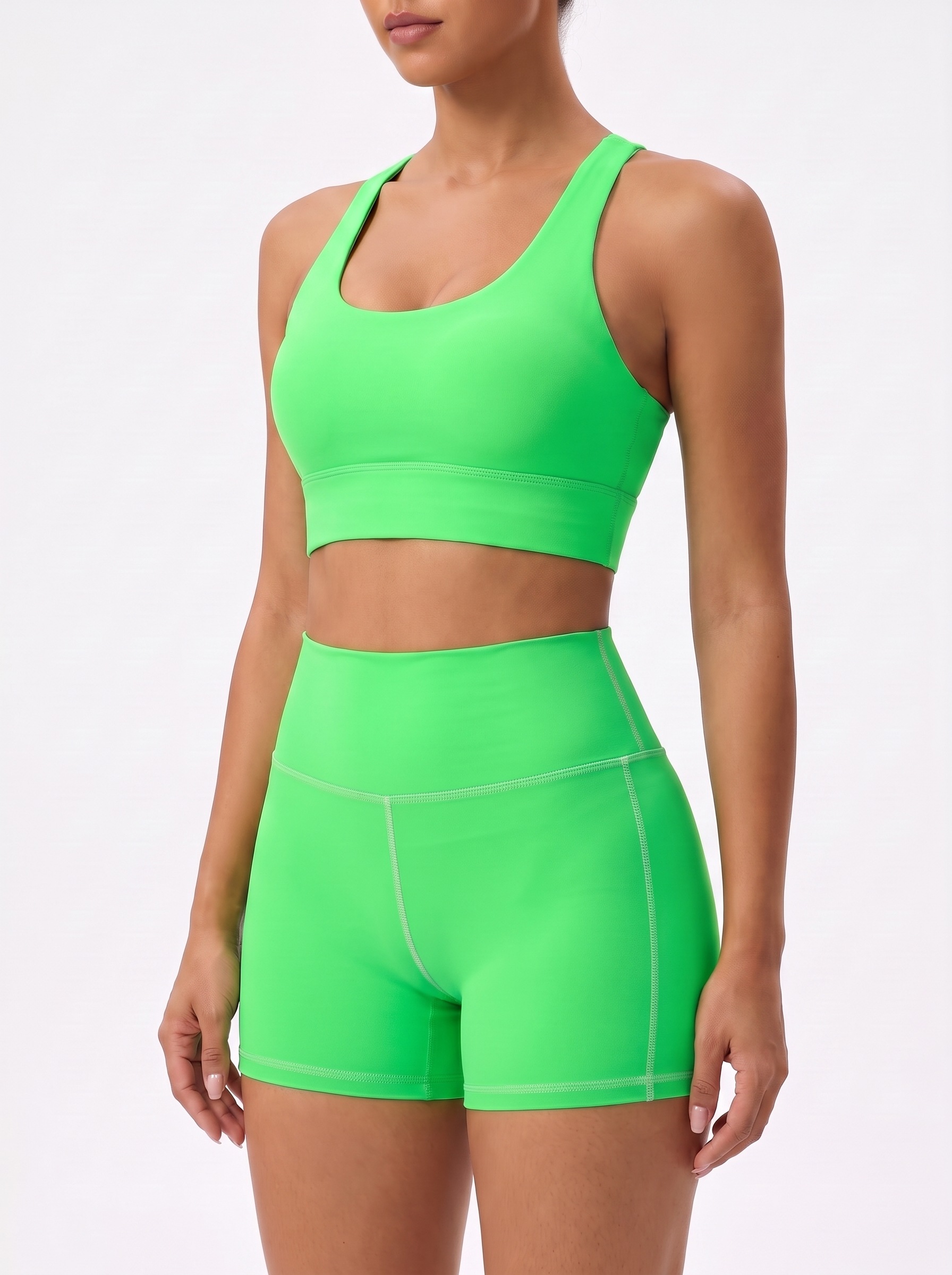 Longline Sports Bra in Screaming Green