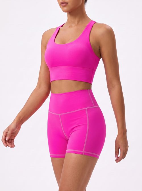 Shocking Pink Longline Sports Bra Longline Sports Bra — Lolekai
