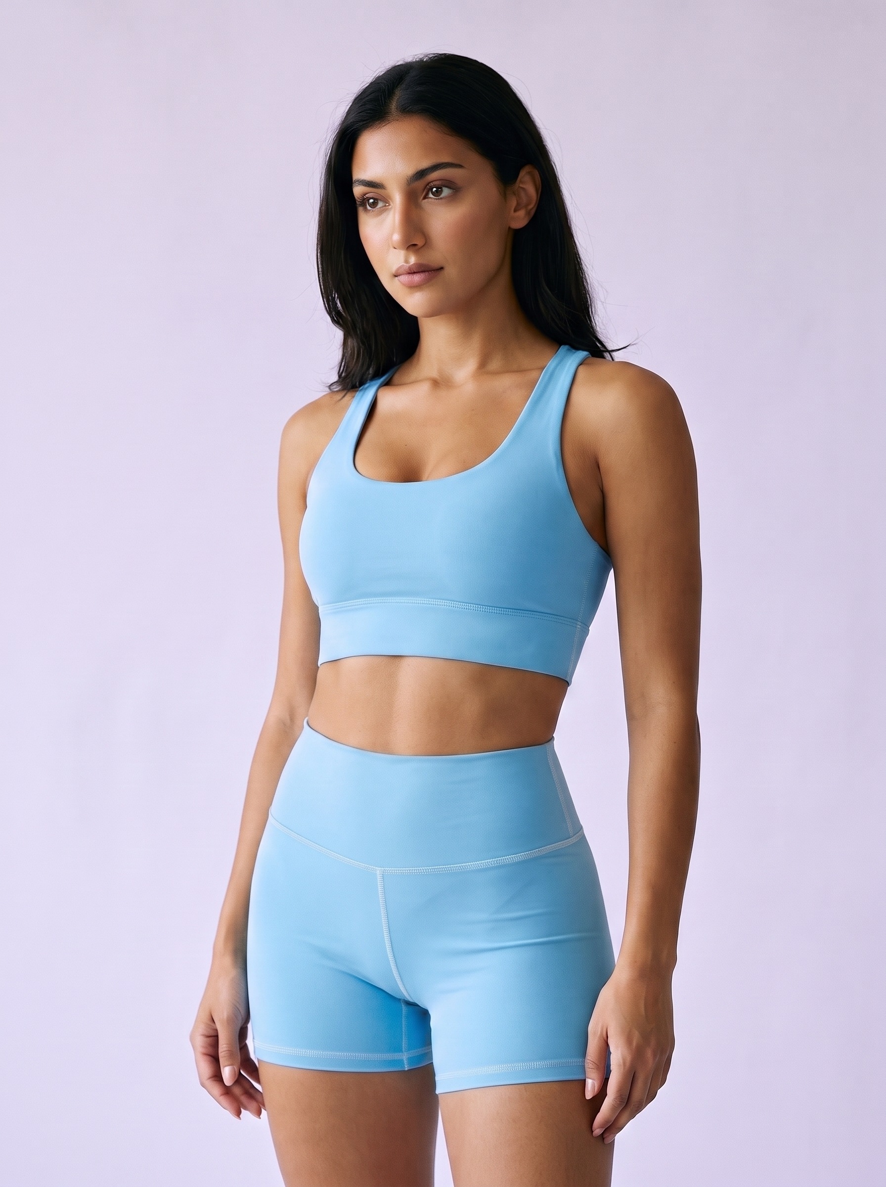 Longline Sports Bra in Sky Blue