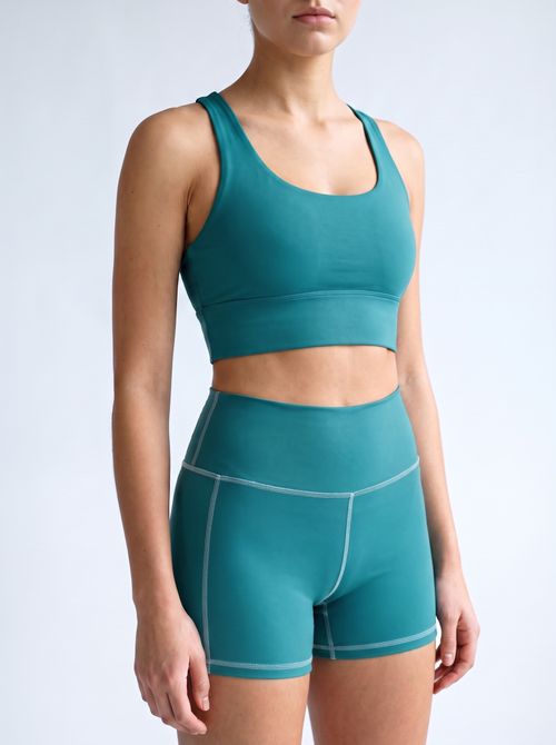 Transformative Teal Swim & Gym Bra Longline Sports Bra — Lolekai