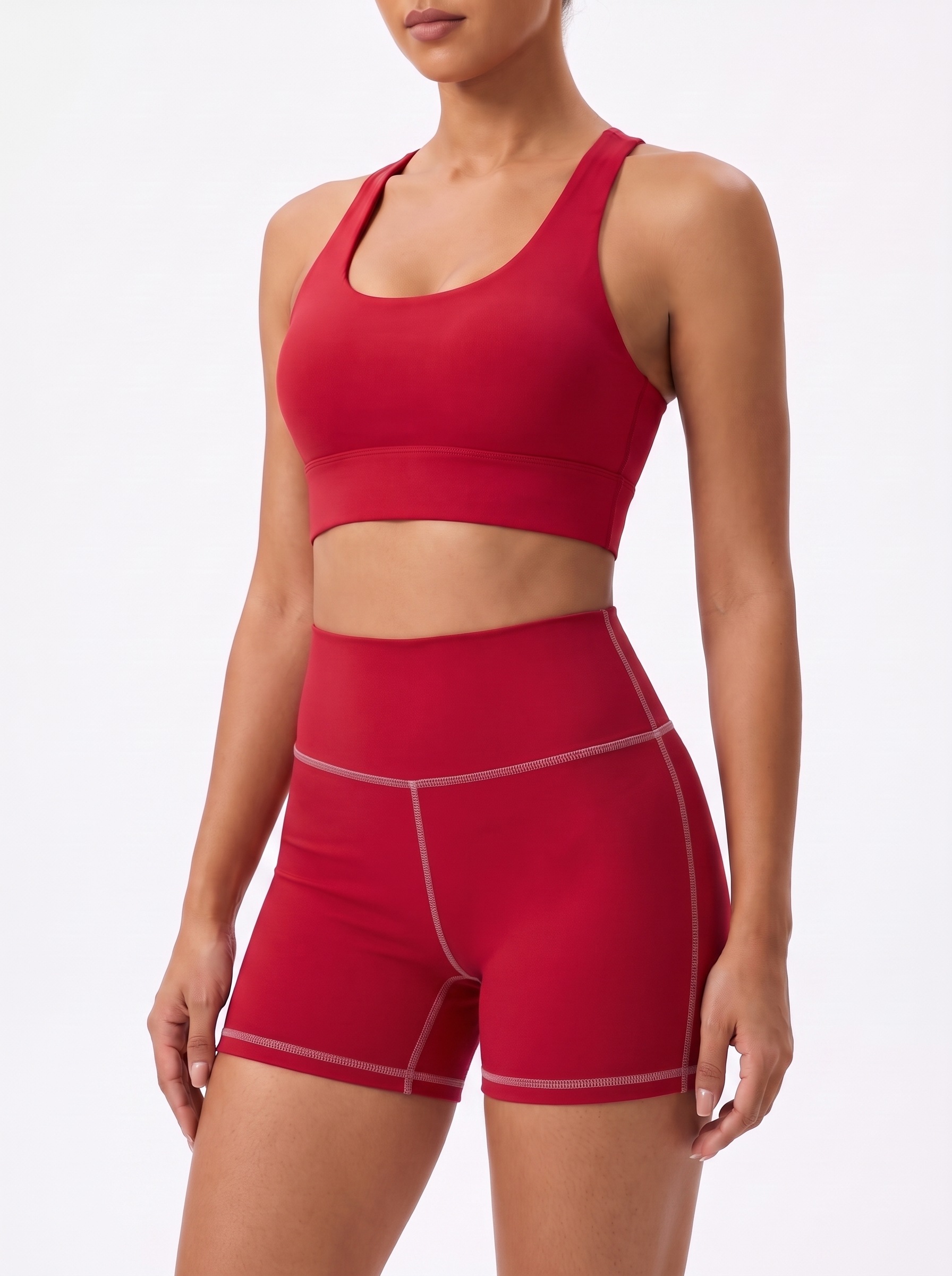 Longline Sports Bra in Valentino Red