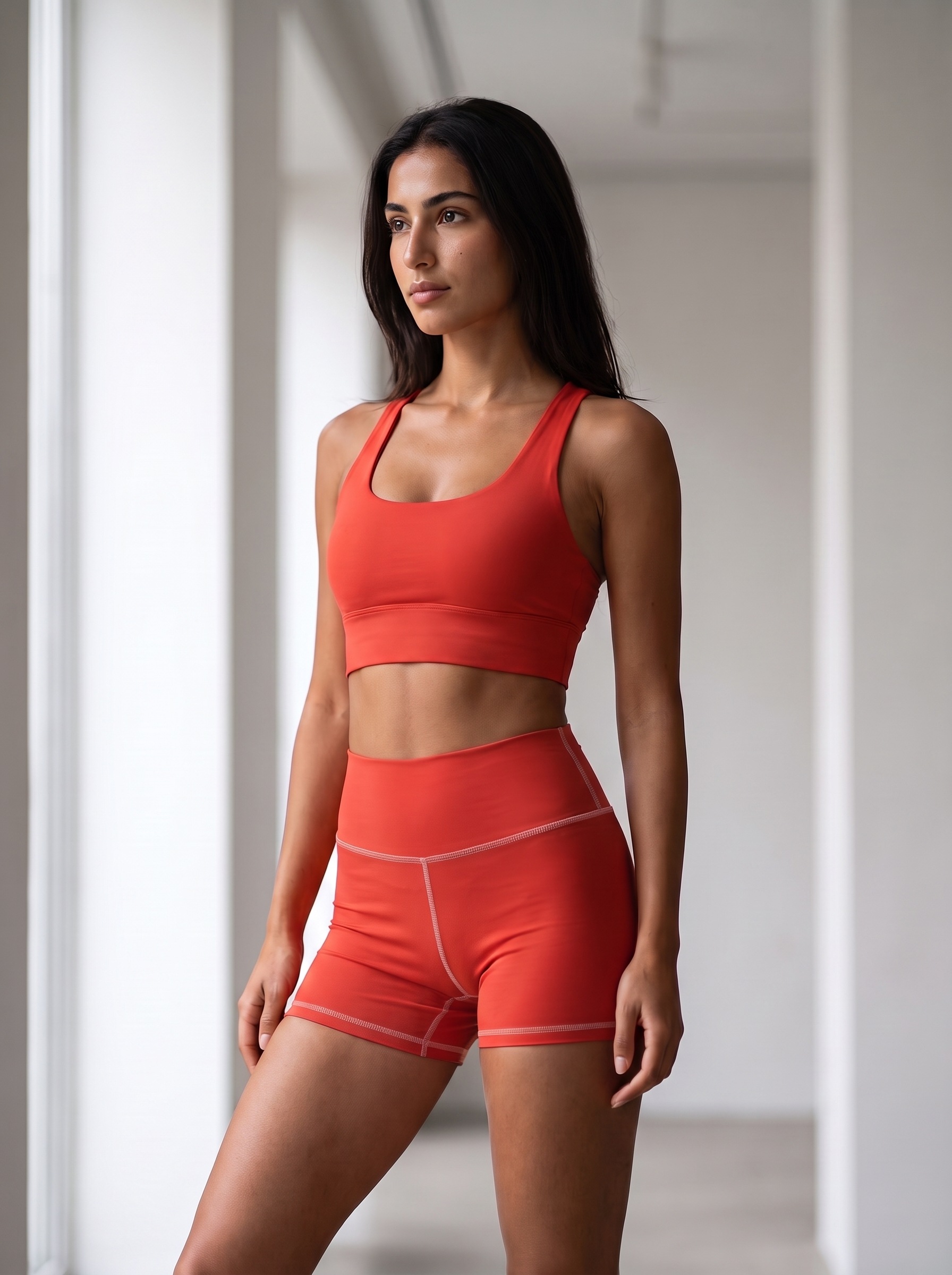 Longline Sports Bra in Vermilion
