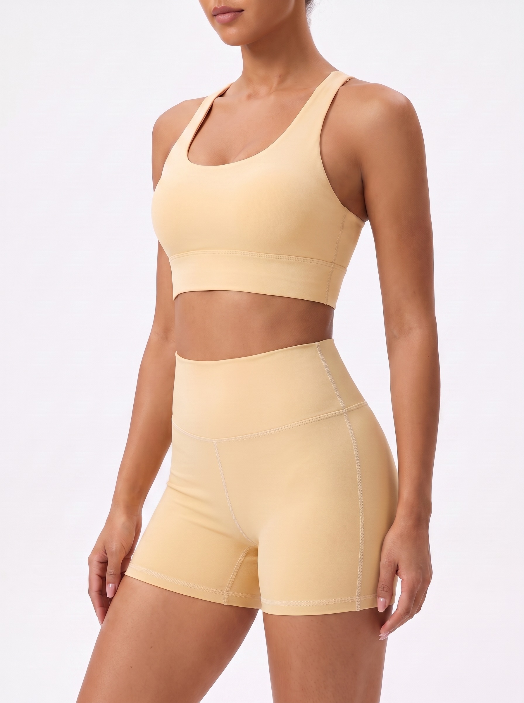 Longline Sports Bra in Wheat