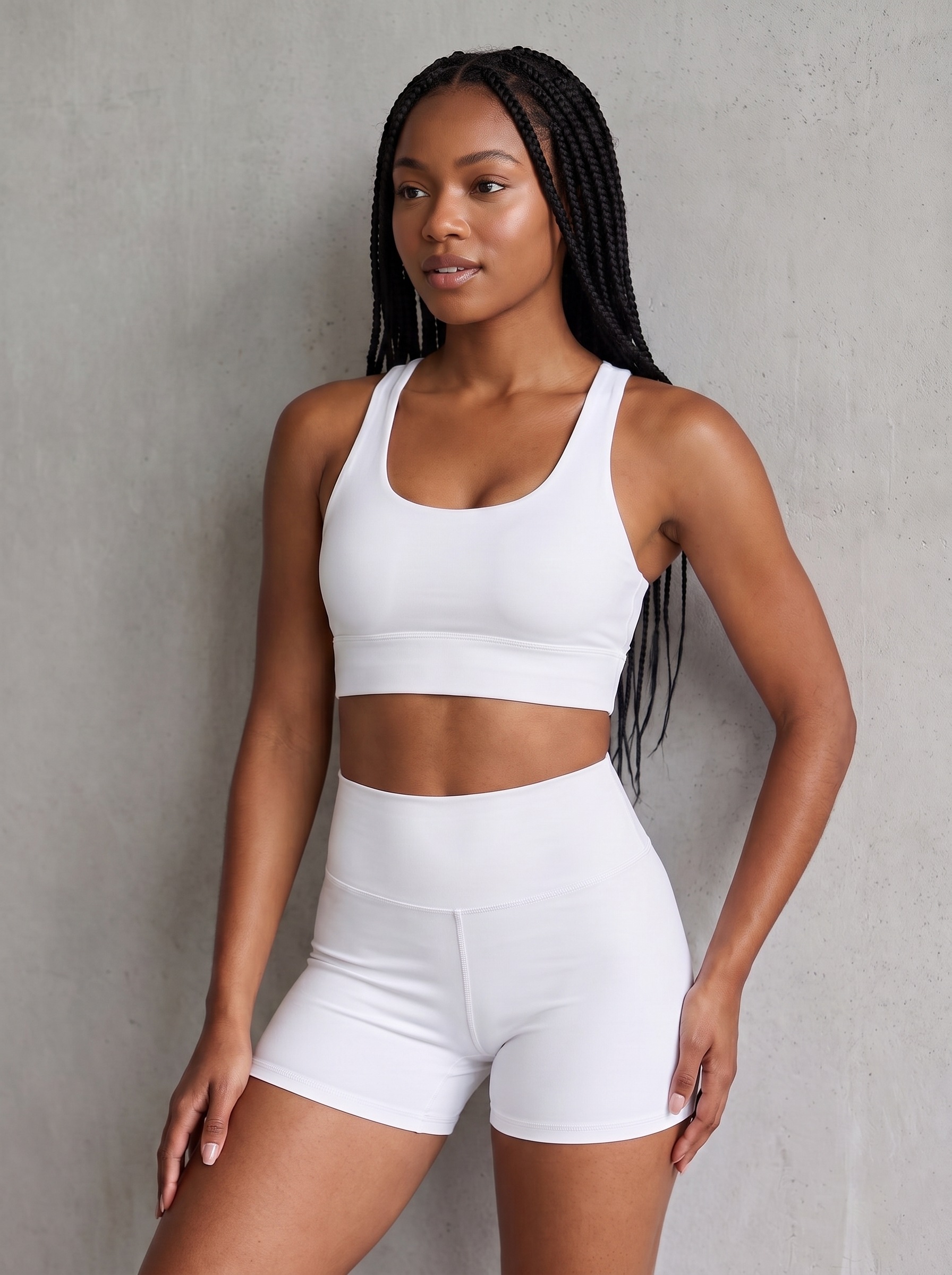 Longline Sports Bra in White Onyx